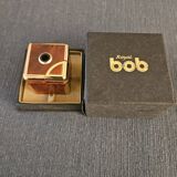 Vintage table lighter "Cube" Royal Bob – Wood Burl & Gold Finish