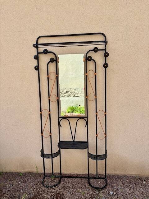 Wall coat rack wrought iron 1960