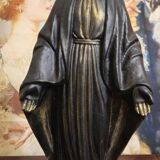 Ancient statue of the Virgin Mary – patinated cast on a marble base