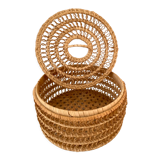 Vintage basket box in woven rattan