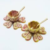 Salières fleurs en métal émaillé