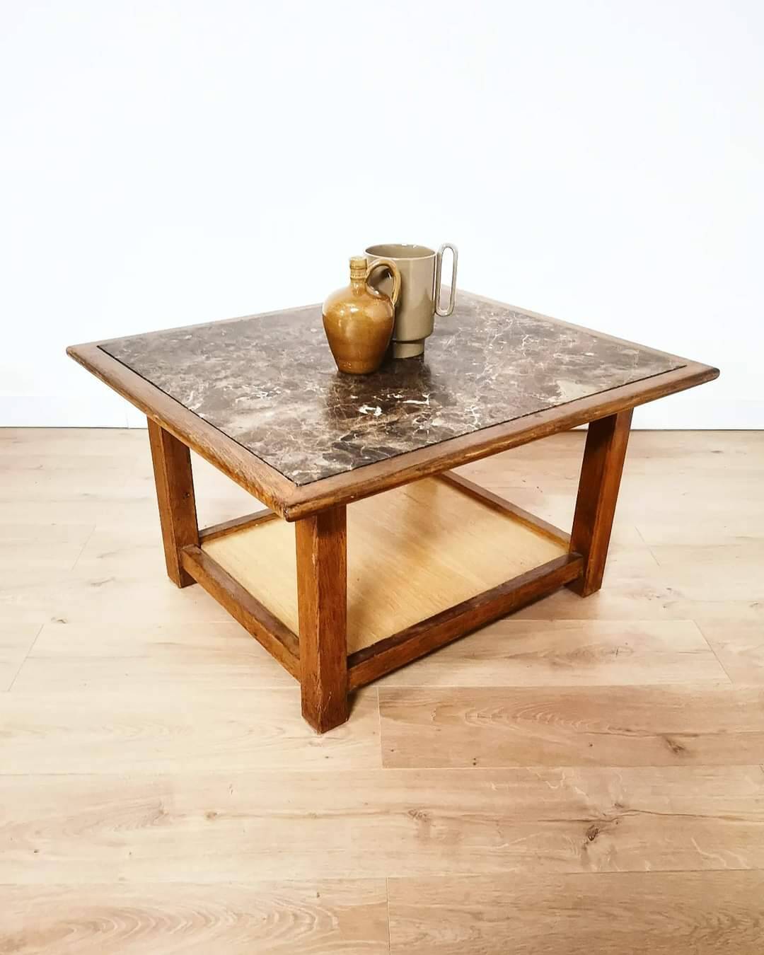 Wooden coffee table and marble top