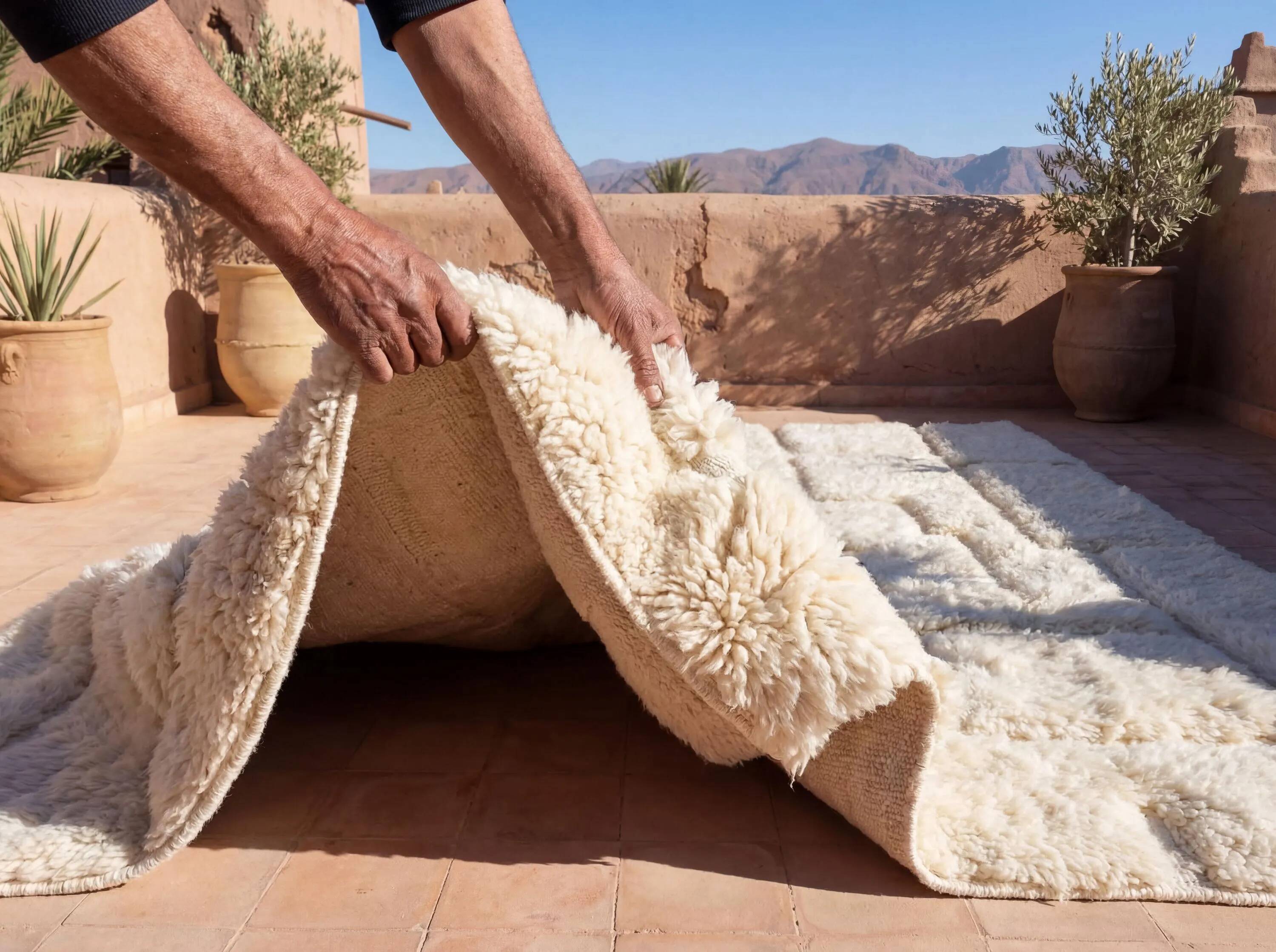 Moroccan handwoven wool rug, 250x150 cm, traditional style.