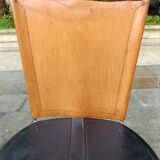 4 stackable and foldable leather chairs, Gaspare Cairoli, Edition Seccose 1980