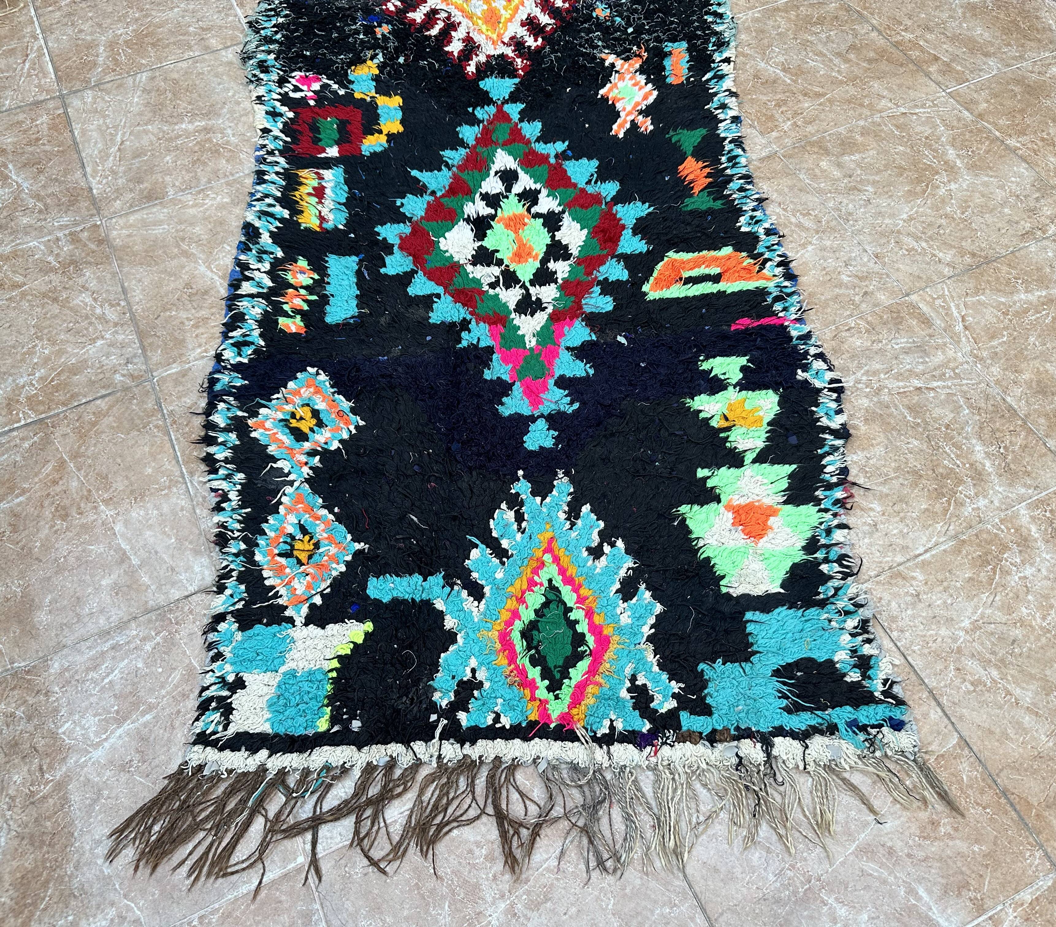 Vintage Berber Boucherouite hallway runner: Moroccan rug