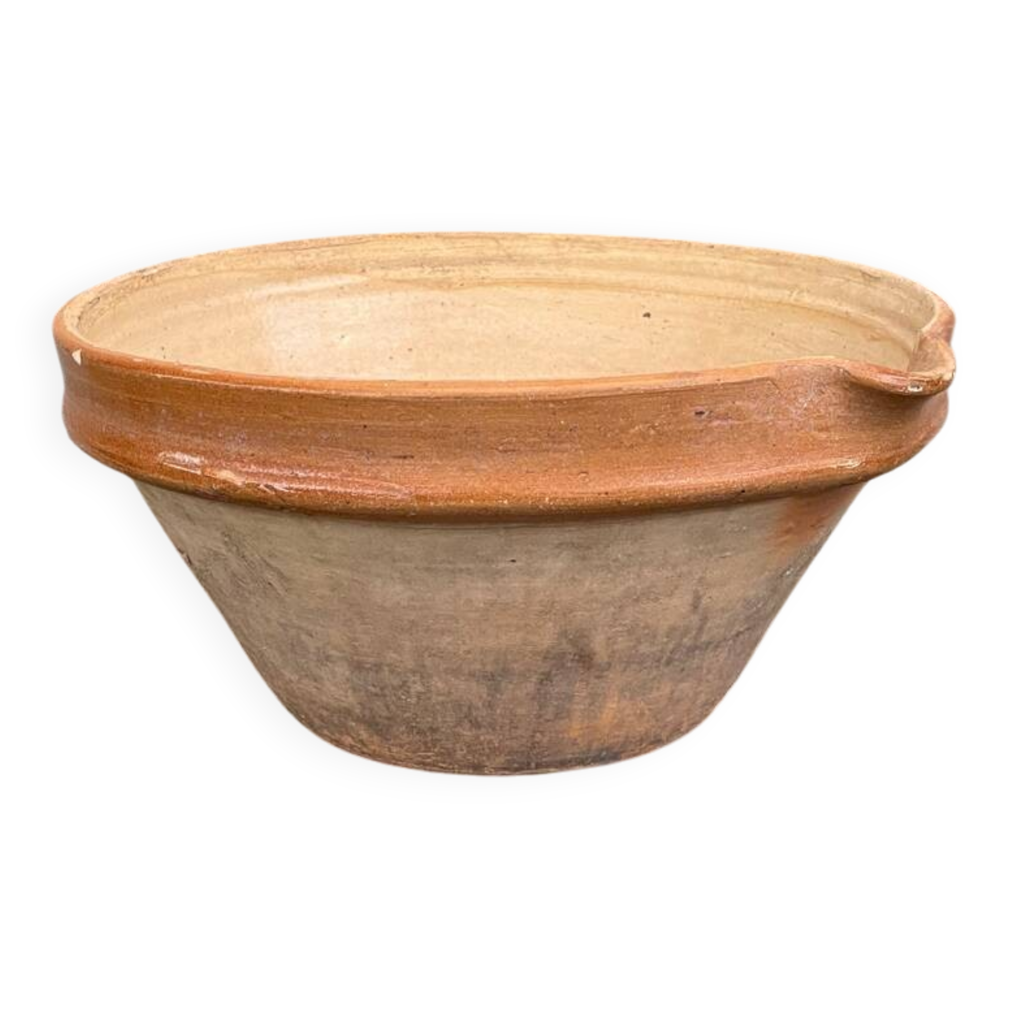 Large flat terracotta salad bowl