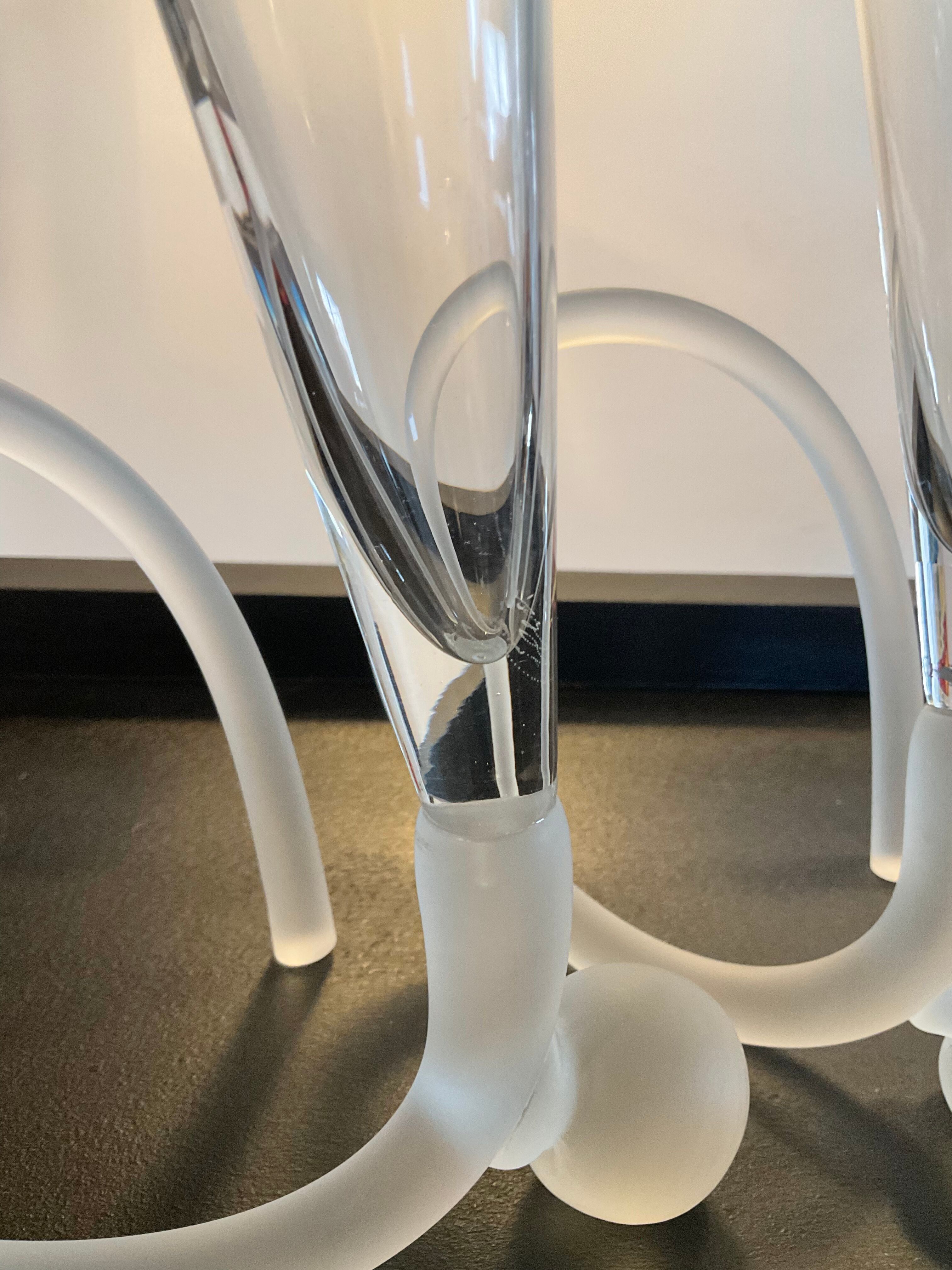 Pair of champagne glasses signed in glass paste