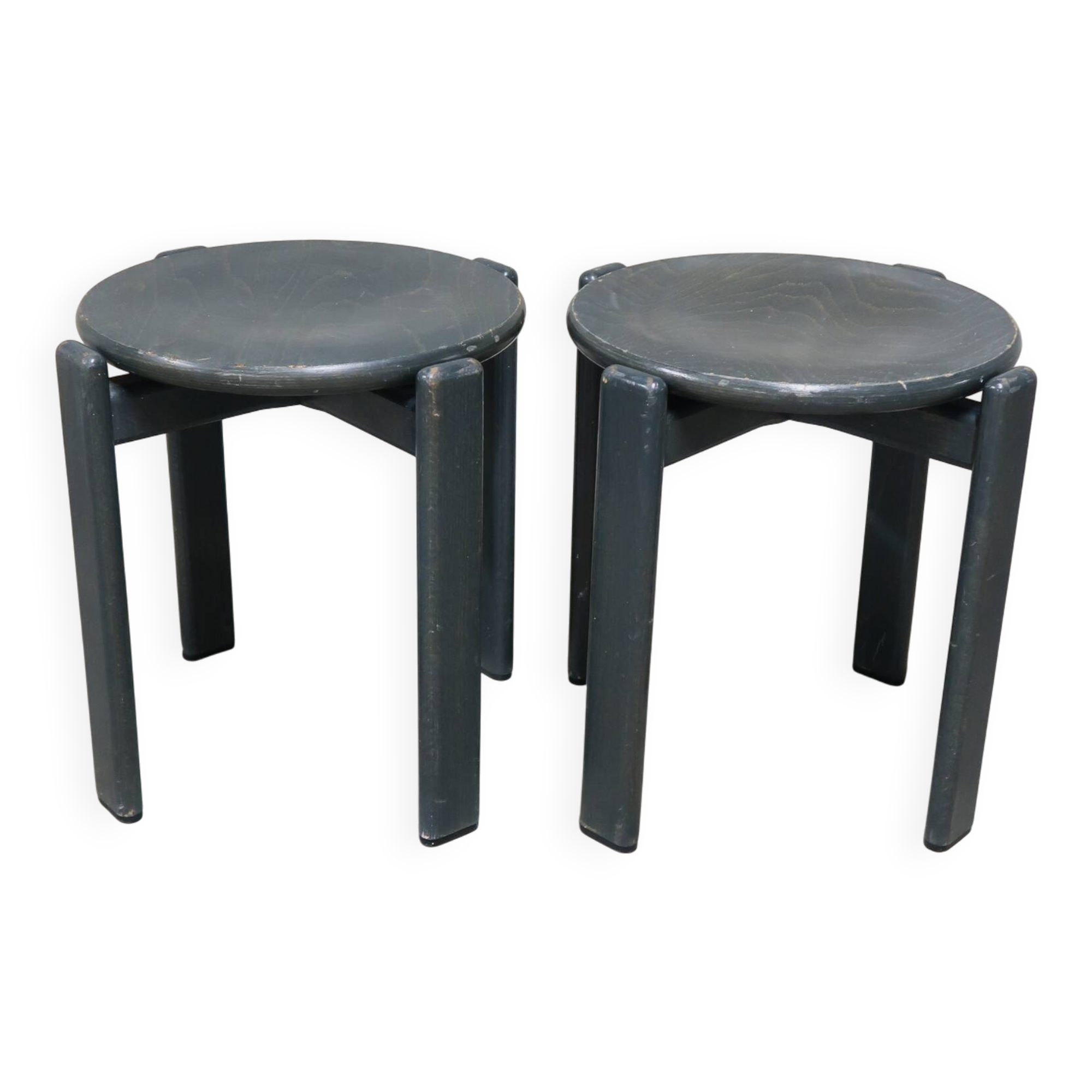 2 solid wood stools