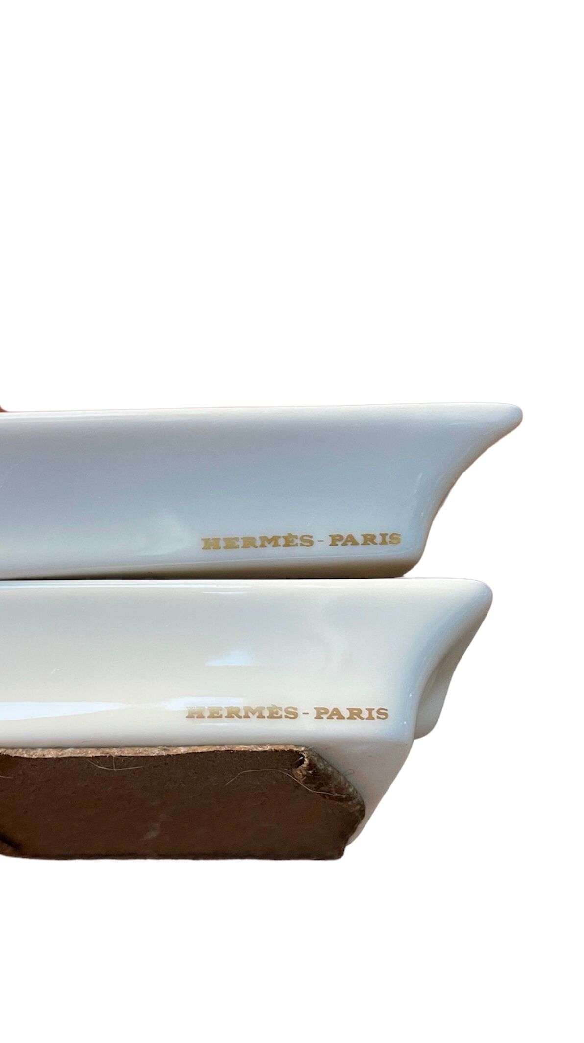 Paire de mini cendriers Hermes en porcelaine, thème animalier