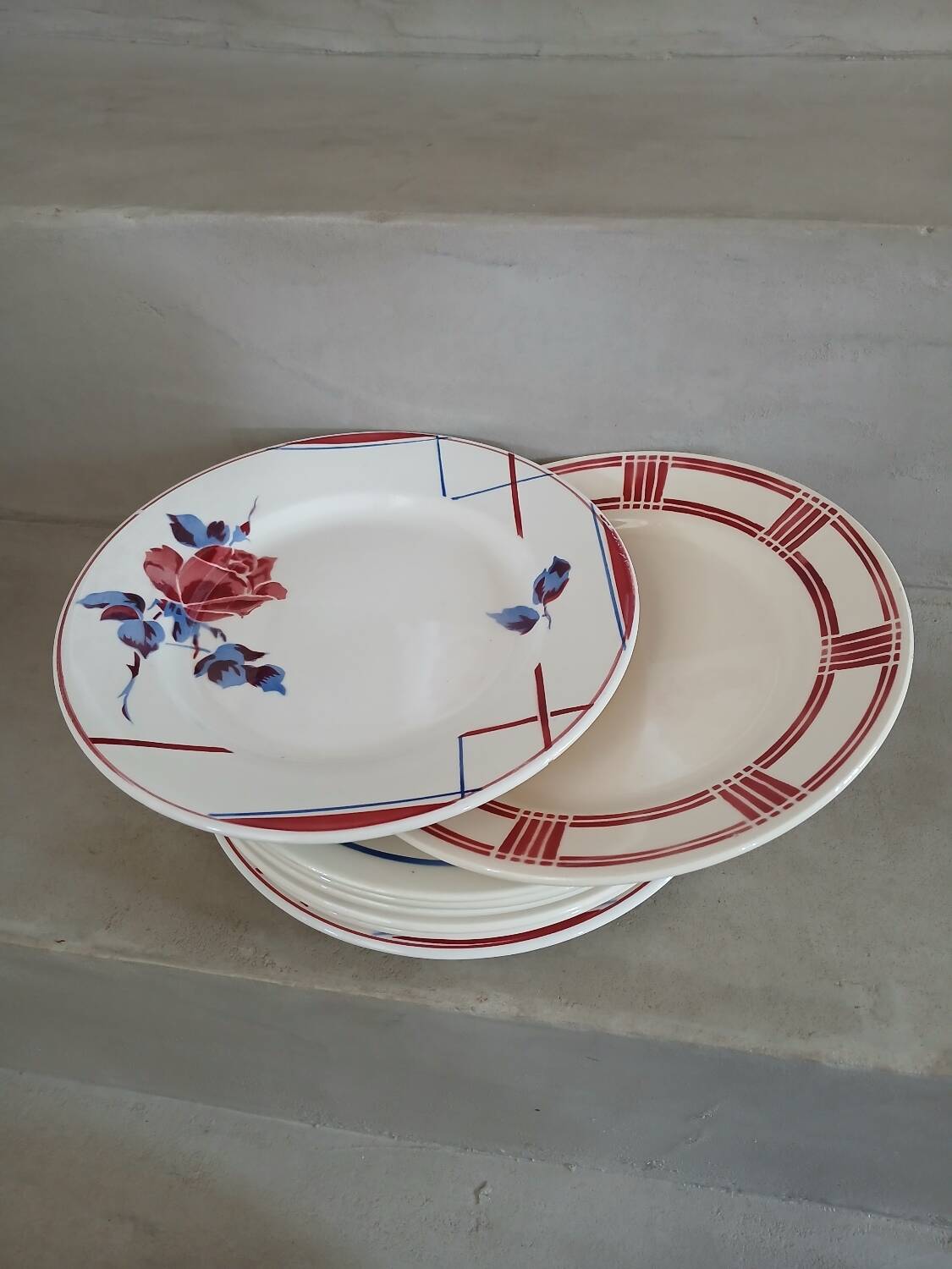 8 mismatched antique dinner plates