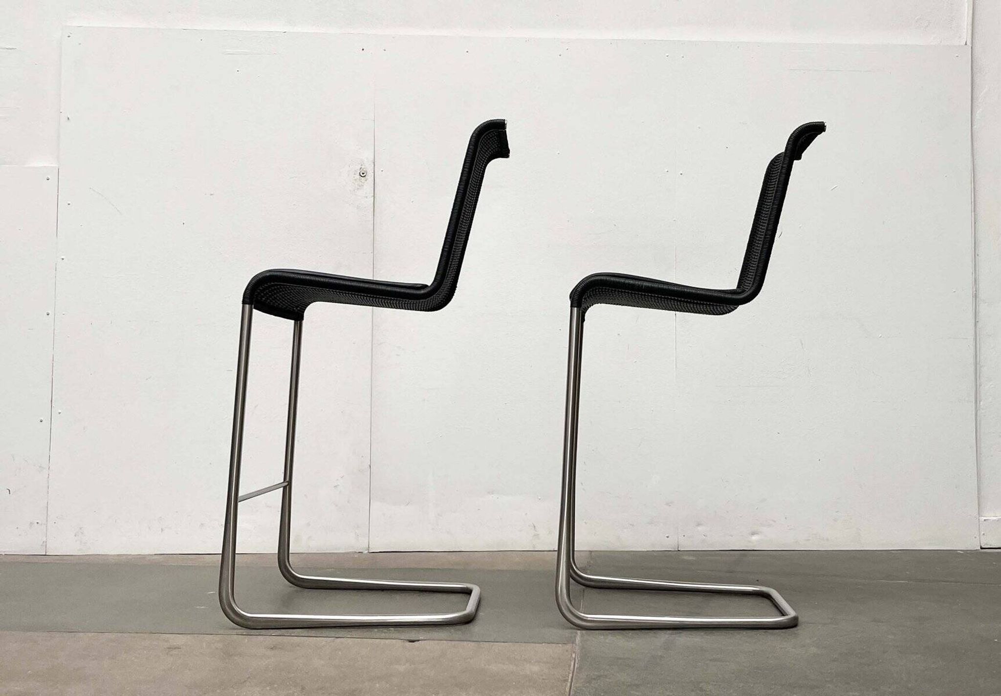 Vintage German cantilever bar stools B30 with leather cushions by Tecta and Jean Prouvé, set of 2.