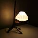 Vintage wooden tripod lamp with pleated glass lampshade, 1970