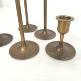 Ensemble de 5 bougeoirs scandinave en laiton 1960