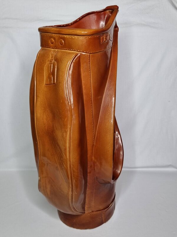 Porte-parapluies sculptural vintage sac golf imitation cuir années 70 65 cm