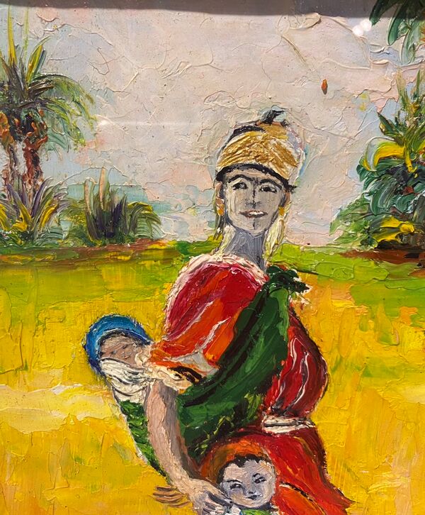 Tableau ancien , paysage oriental, signé M Gourloo XX siècle