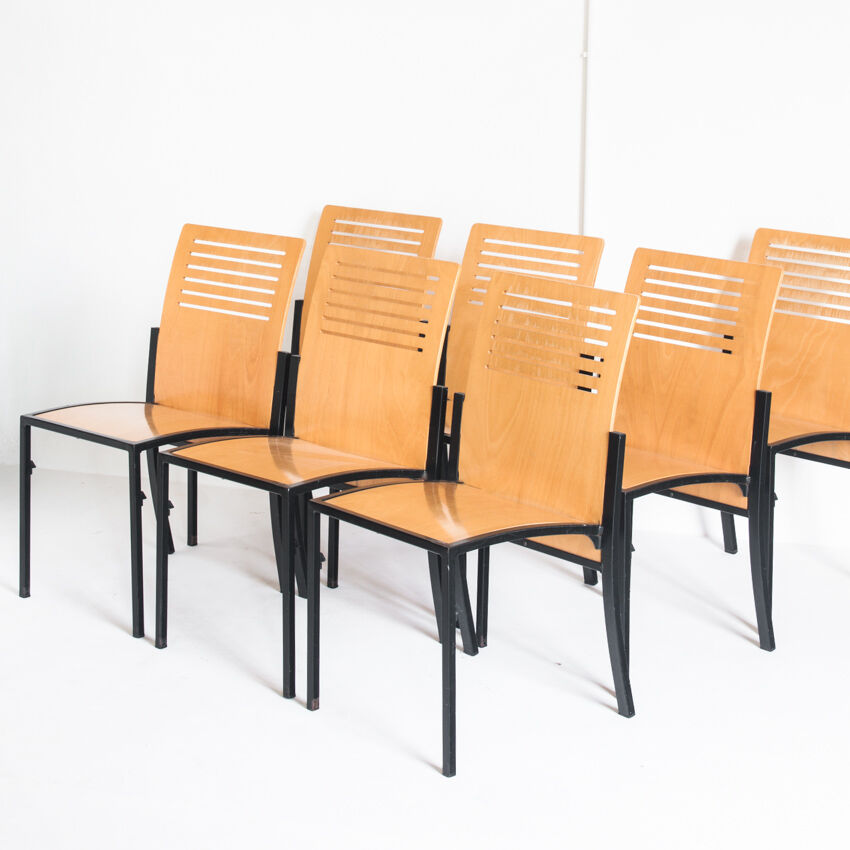 Set of 7 vintage Robert chairs by Thomas Albrecht for Atoll, Germany 1980