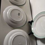 set of 8 Lunéville dessert plates, Regency model, green, white and gold