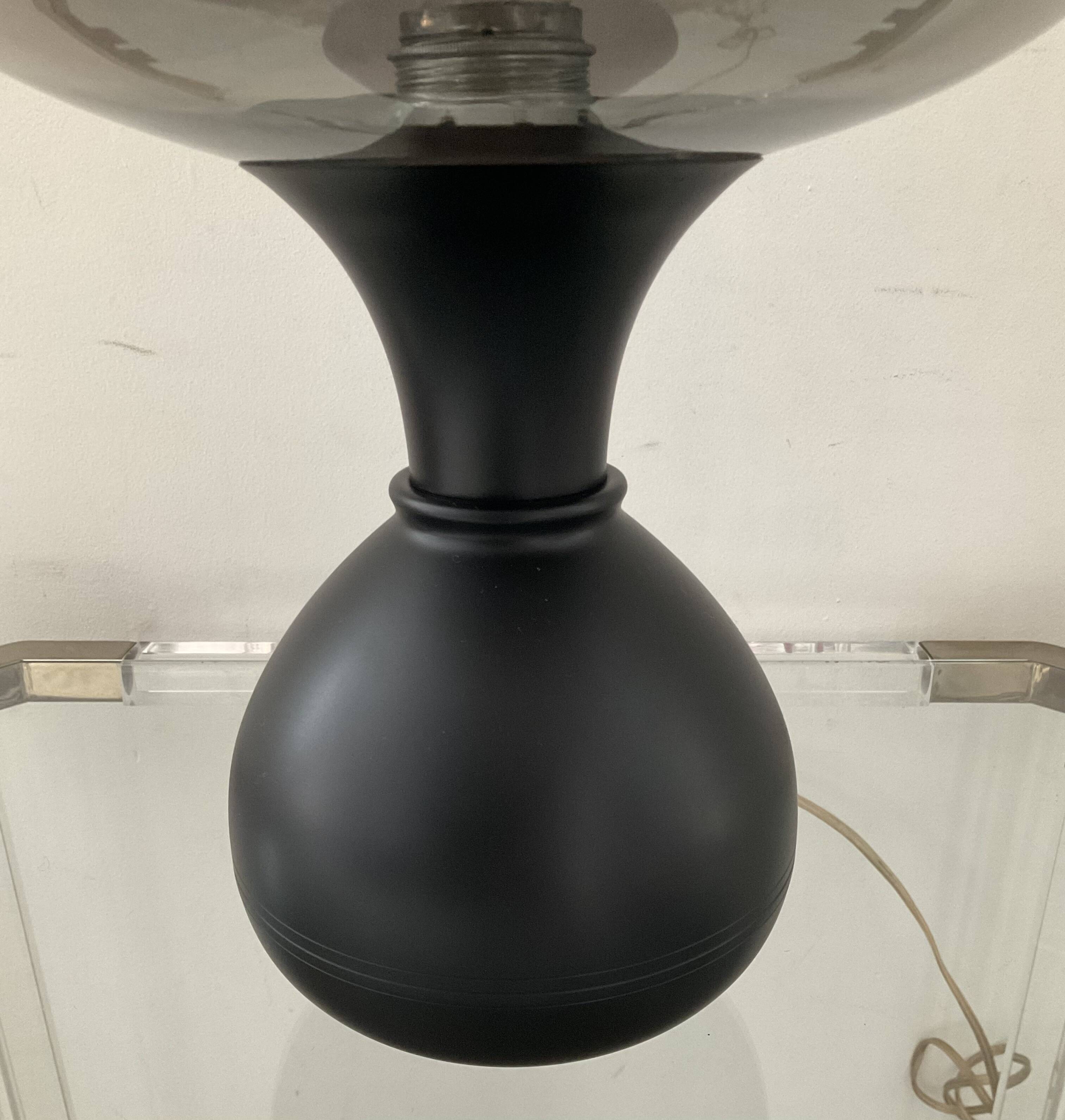 Vintage lamp in metal and smoked glass