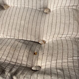 4 garden armchairs 1970 in pine and beige fabric