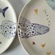 Set of two large ceramic plates – fish "head to tail" design