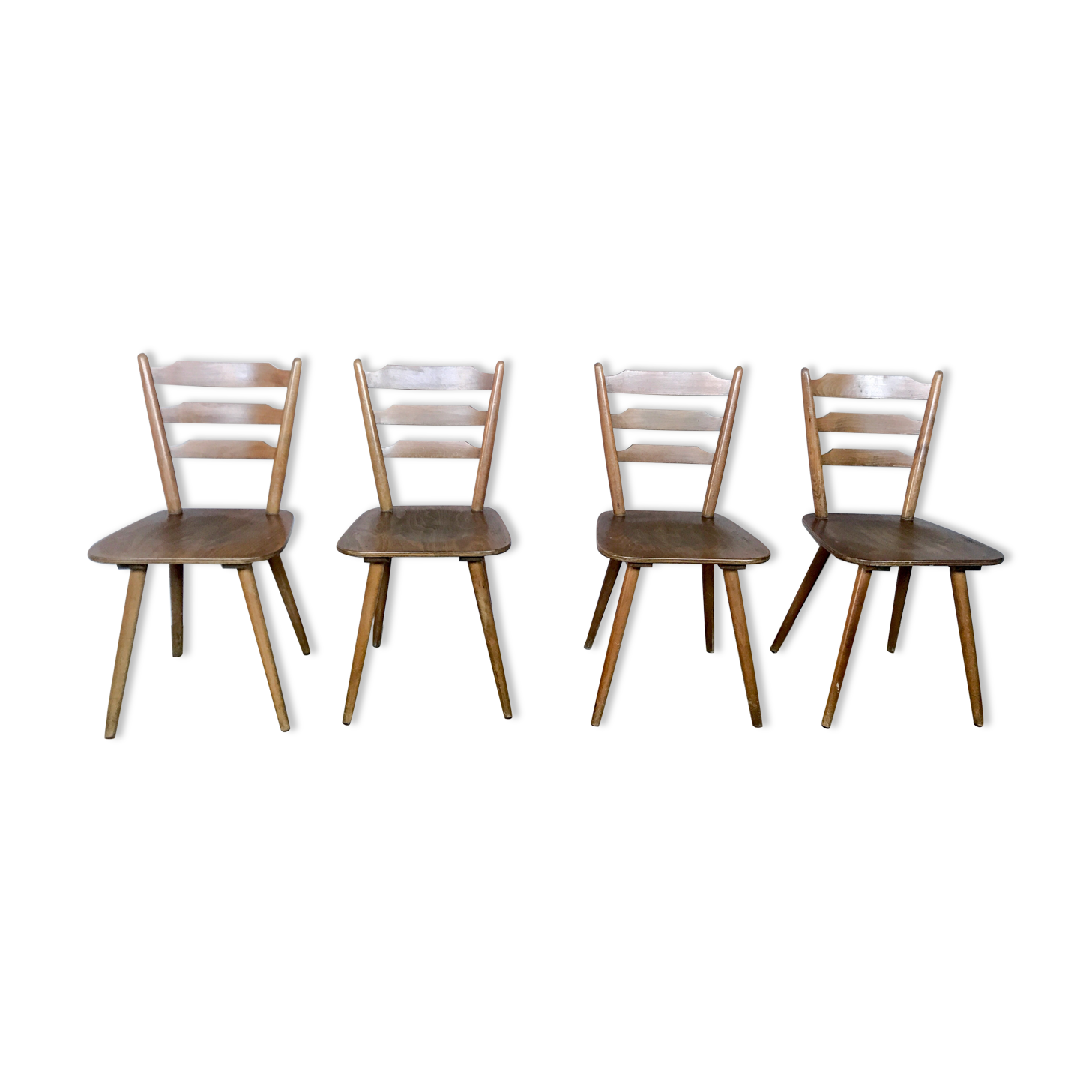 Series of 4 Scandinavian chairs or vintage wooden bistro