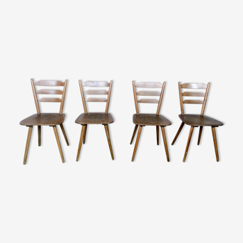 Série de 4 chaises scandinave ou bistrot en bois vintage