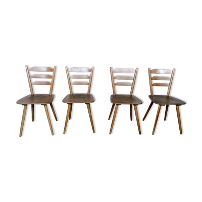 Série de 4 chaises scandinave ou bistrot en bois vintage