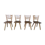Series of 4 Scandinavian chairs or vintage wooden bistro