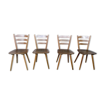 Série de 4 chaises scandinave ou bistrot en bois vintage