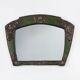 Arts & Crafts Mirror in green metal with glass decoration, France ca. 1905