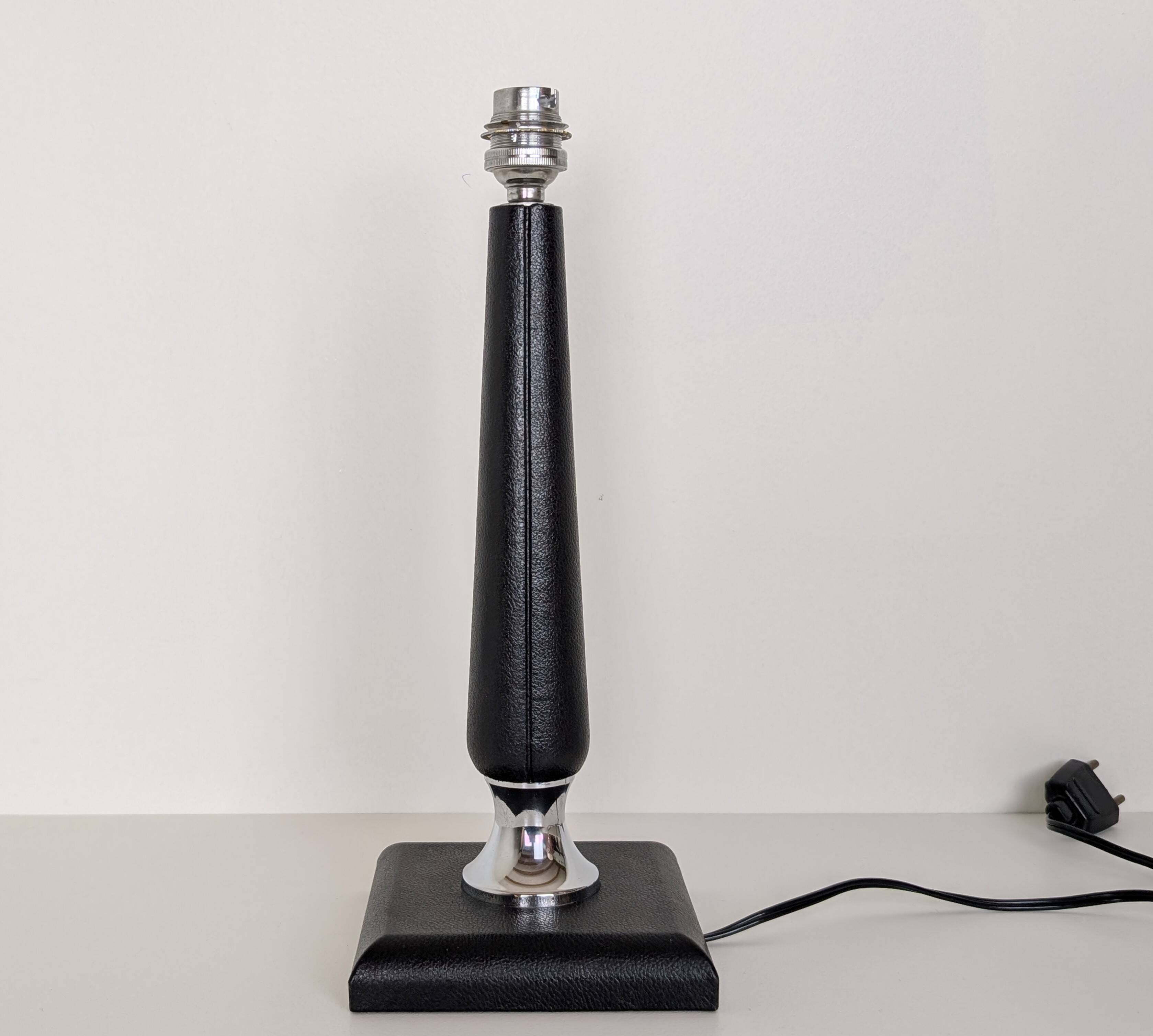 Leather and chrome lamp base