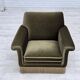 Fauteuil danois des années 1970, velours vert d'origine.