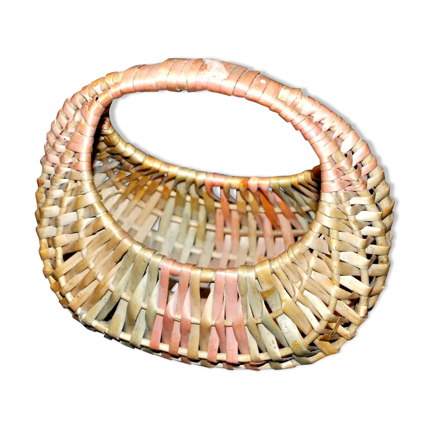Gondola basket in wicker rattan braided vintage small model