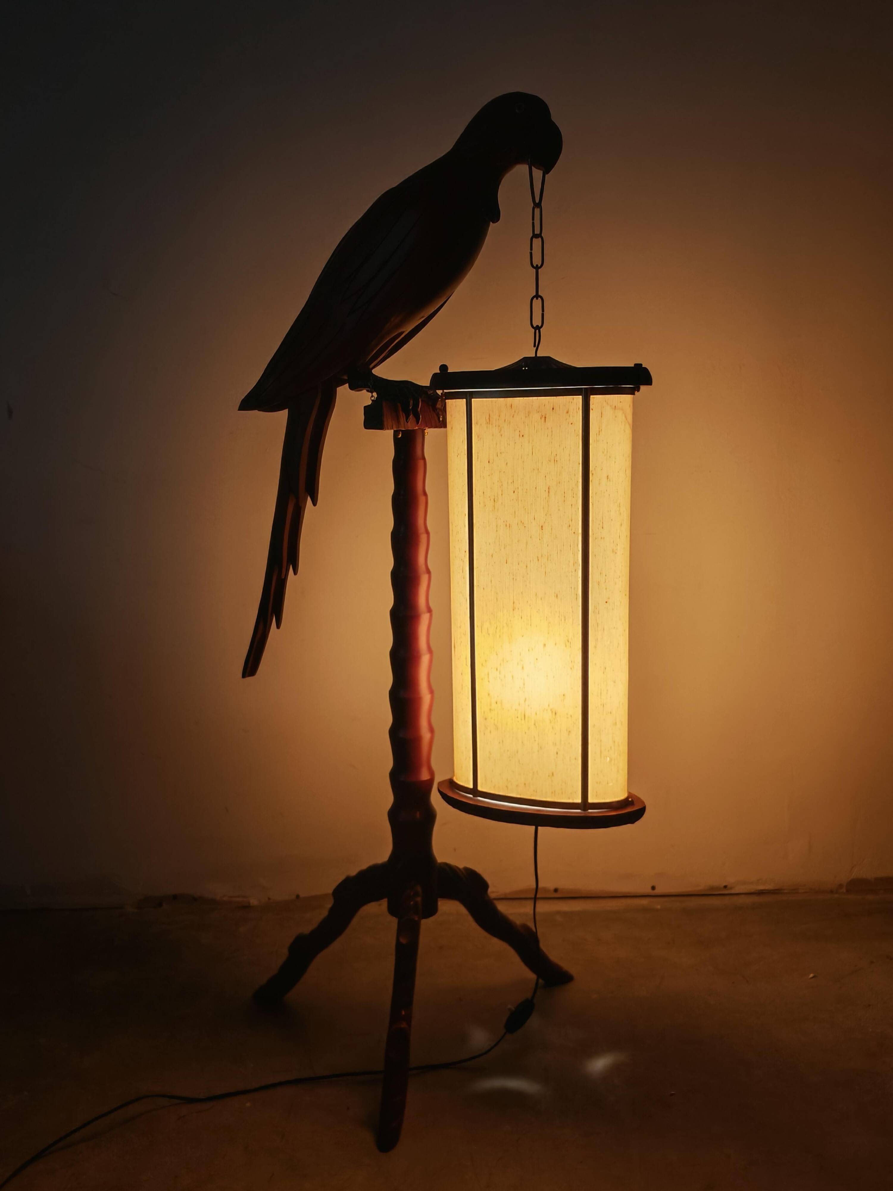 Mid Century Modern "Parrot" floor lamp attributed to Aldo Tura, 1950s.