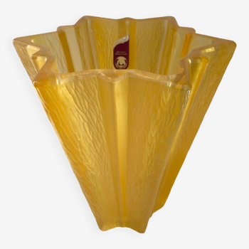 Vase forme étoile en verre jaune Art Déco Walther Glas Germany