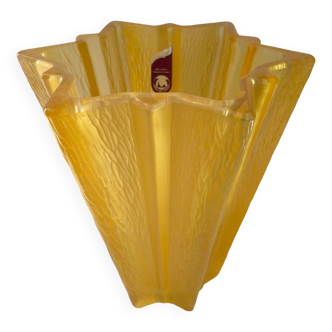 Vase forme étoile en verre jaune Art Déco Walther Glas Germany