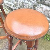 Pair of studded leather bar stools