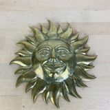 Vintage solid brass sun wall sculpture