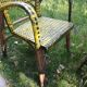 Ensemble table et fauteuils rotin et scoubidou