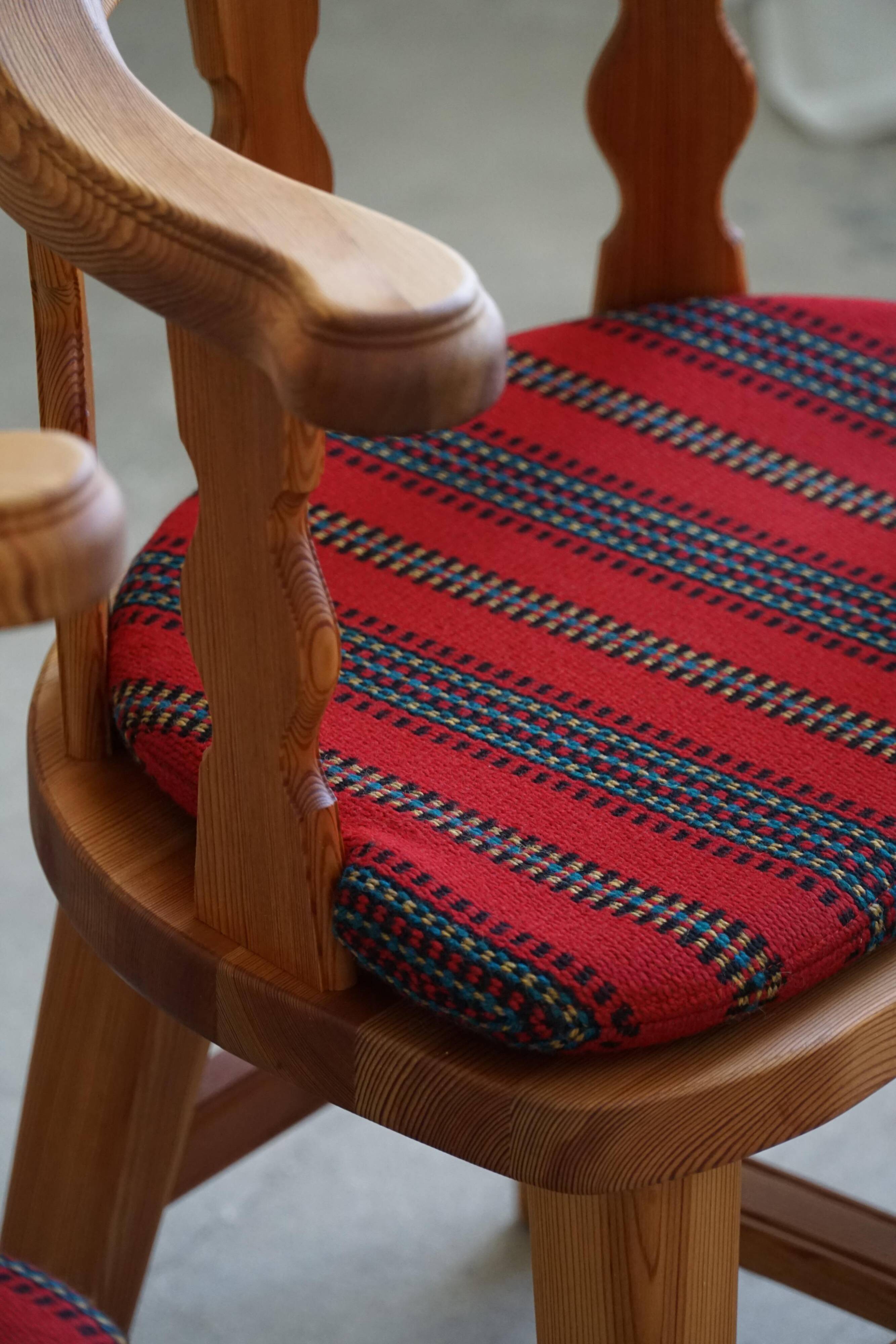 Set of 4 modern Norwegian armchairs by Krogenæs, solid pine, 1950s.