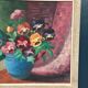 Original Swedish Oil on Canvas – “Pansies in Blue Vase” by G. Stränz