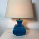 Vintage ceramic lamp Molin Charolles glazed turquoise blue - French 1970s