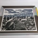 Offset edition in black and white "Genesis" after Sebastião Salgado, framed under glass, 30 x 38 cm