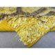 Vintage Hand-Knotted Shag Pile Rug with Brown Geometric Design on a Yellow Field, 100% Mohair Wool