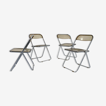 Set of 4 Plia chairs smoked by Giancarlo Piretti for Castelli, 1960