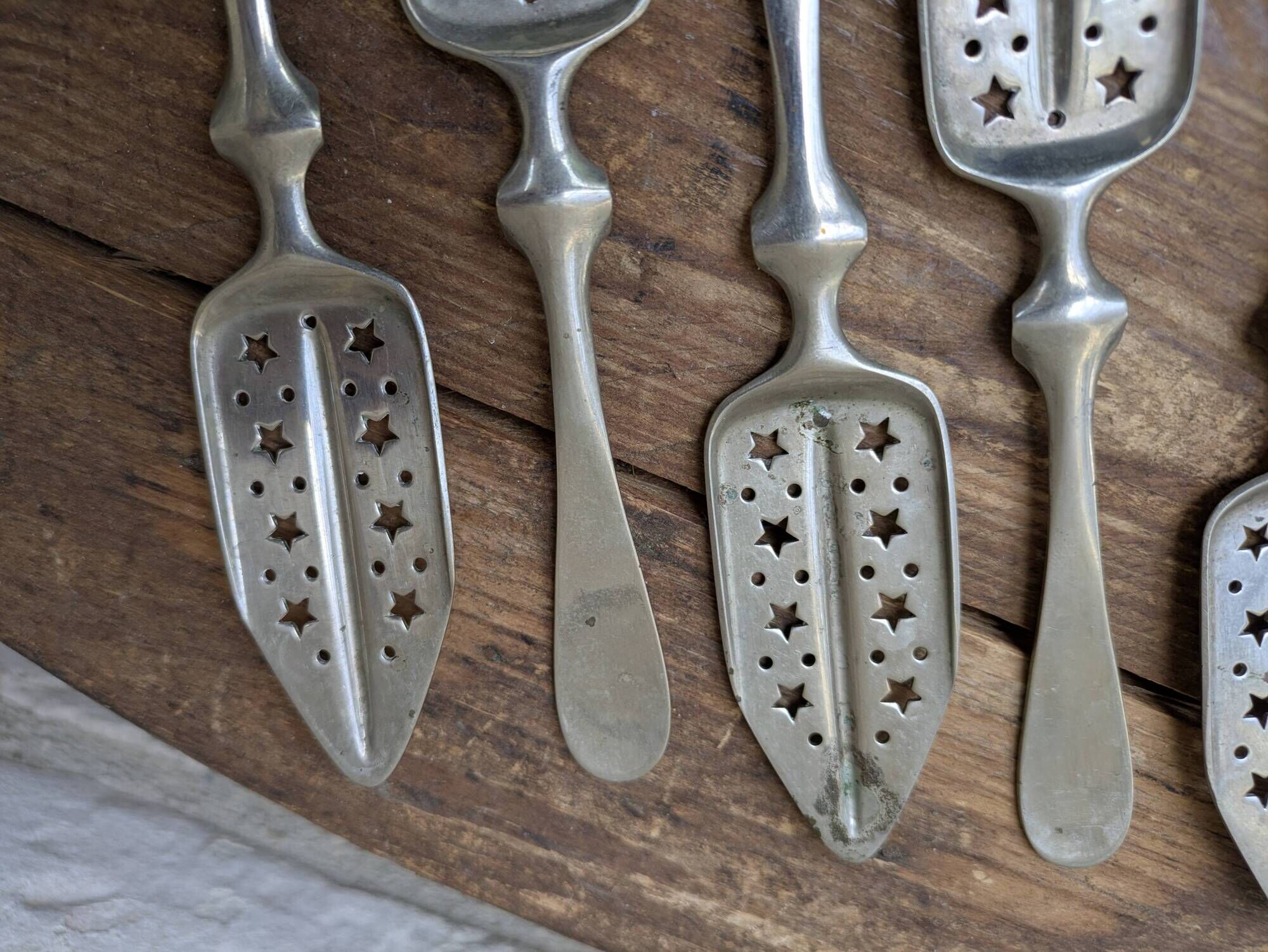 Set of 6 antique absinthe spoons Combault