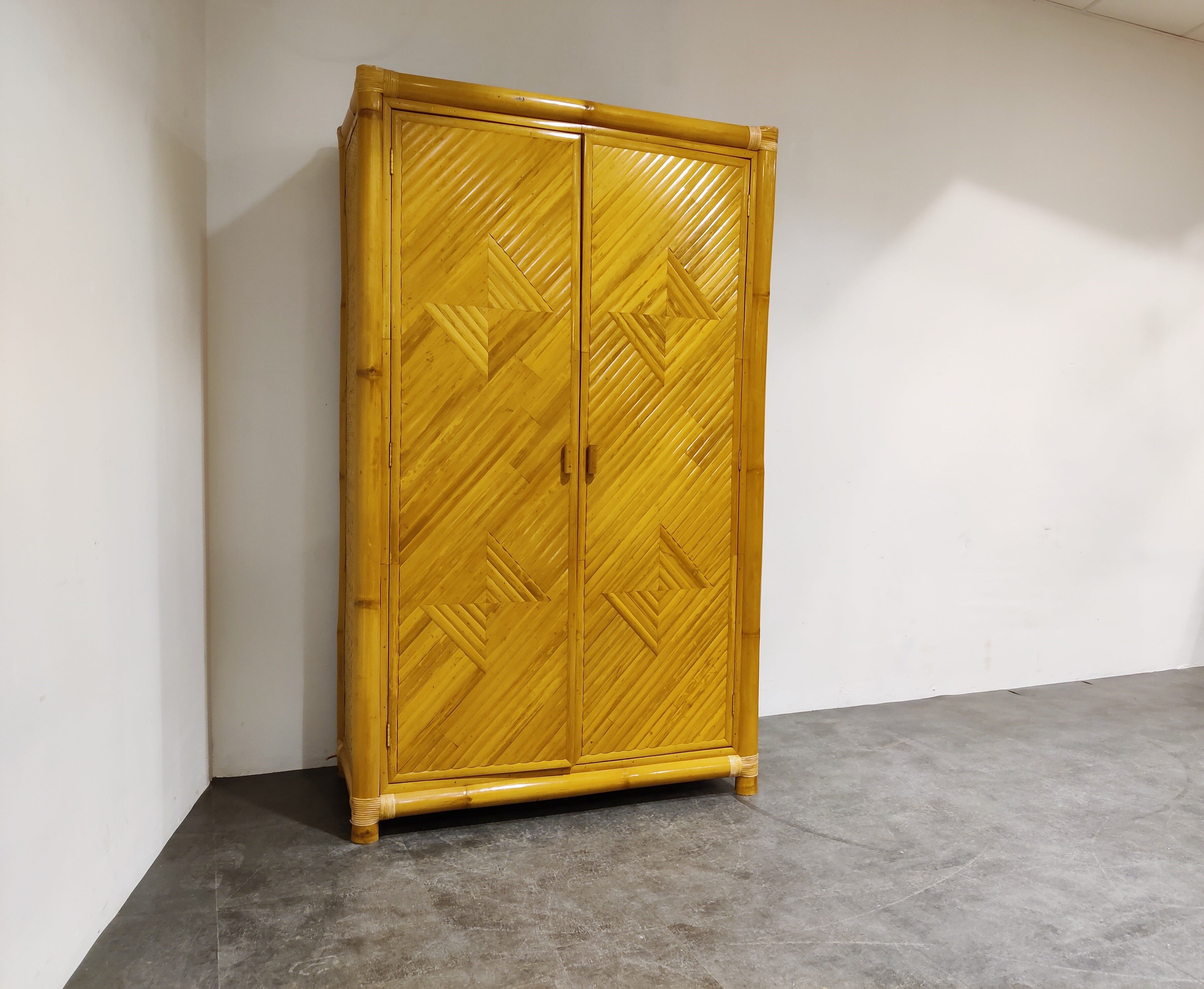 Rattan and bamboo wardrobe, 1960s