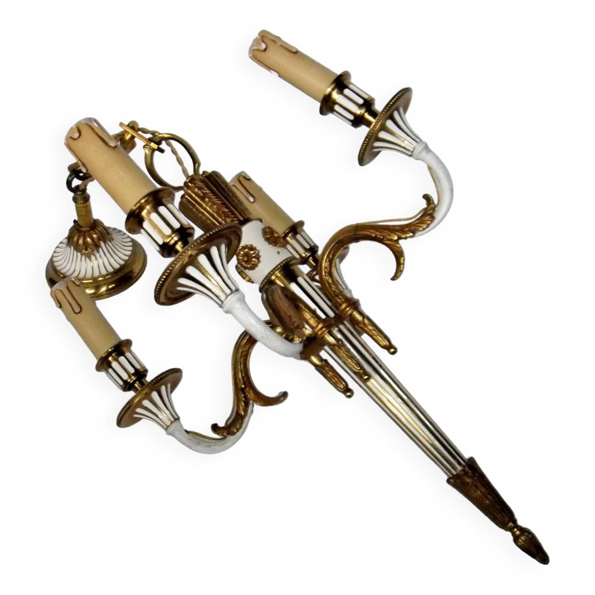 Antique Louis XVI Bronze Chandelier with acanthus quiver suspension