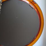 Miroir rond vintage en plexiglas orange Space Age 1970