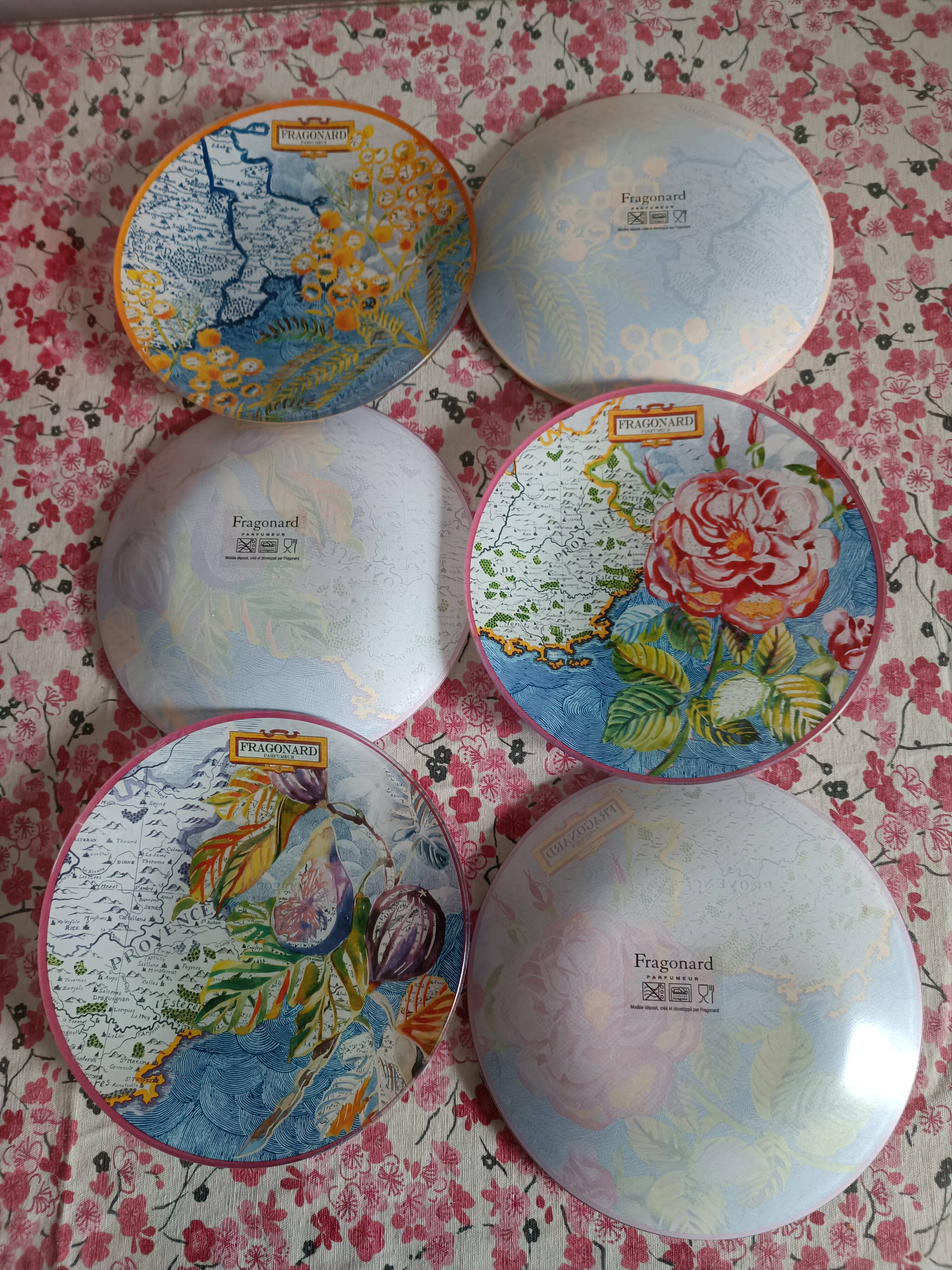 6 assiettes « cartes de Provence » - Fragonard
